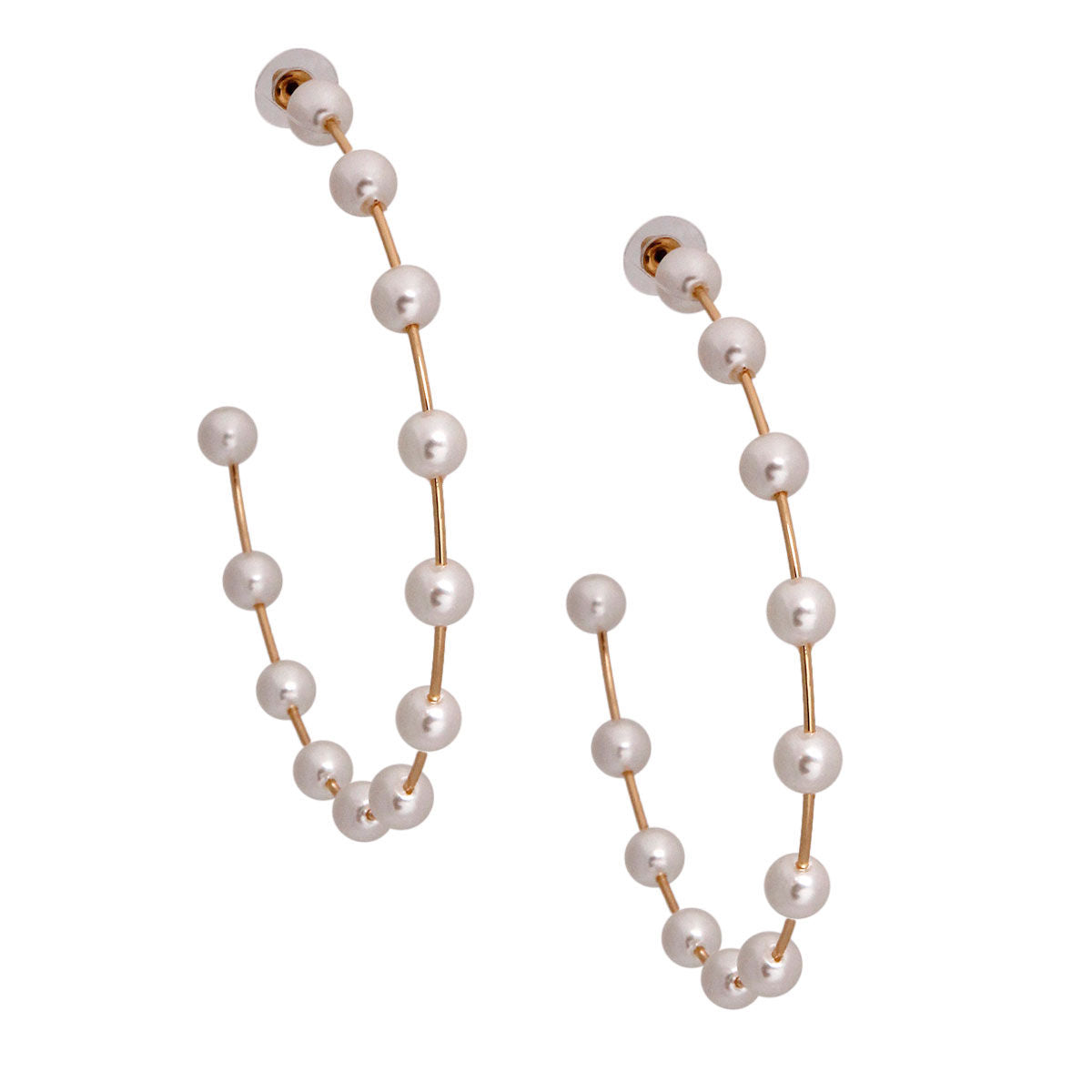 Cream Pearl Floating Hoops