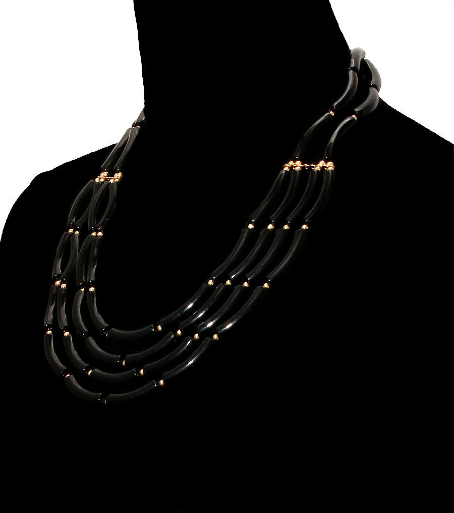Black Acrylic Penne Necklace Set