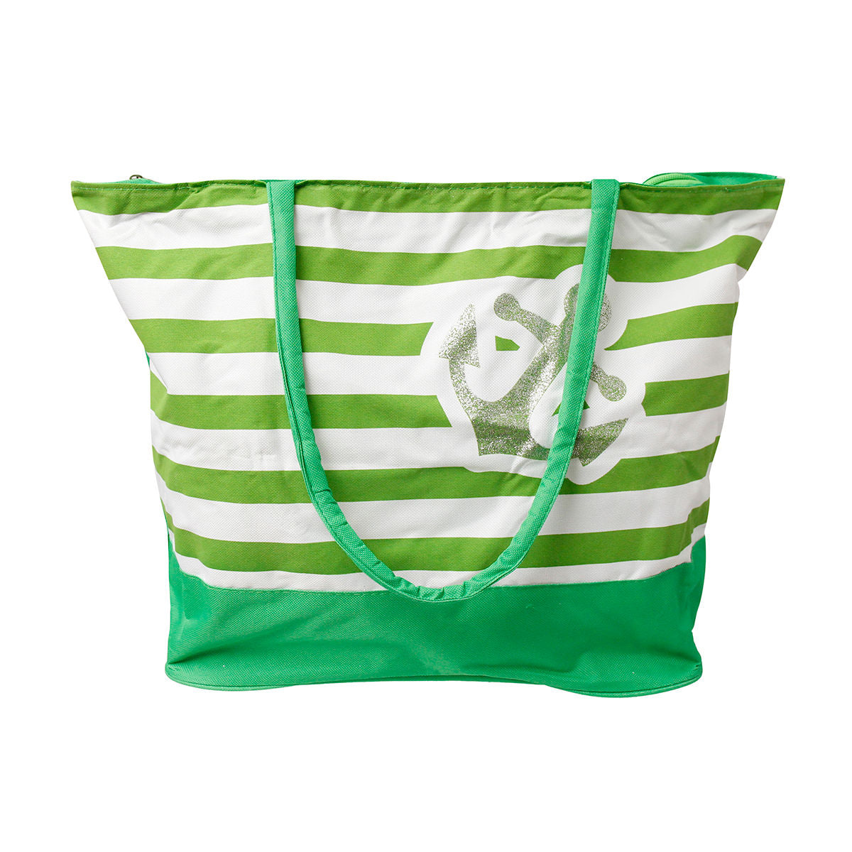 Green Striped Beach Tote