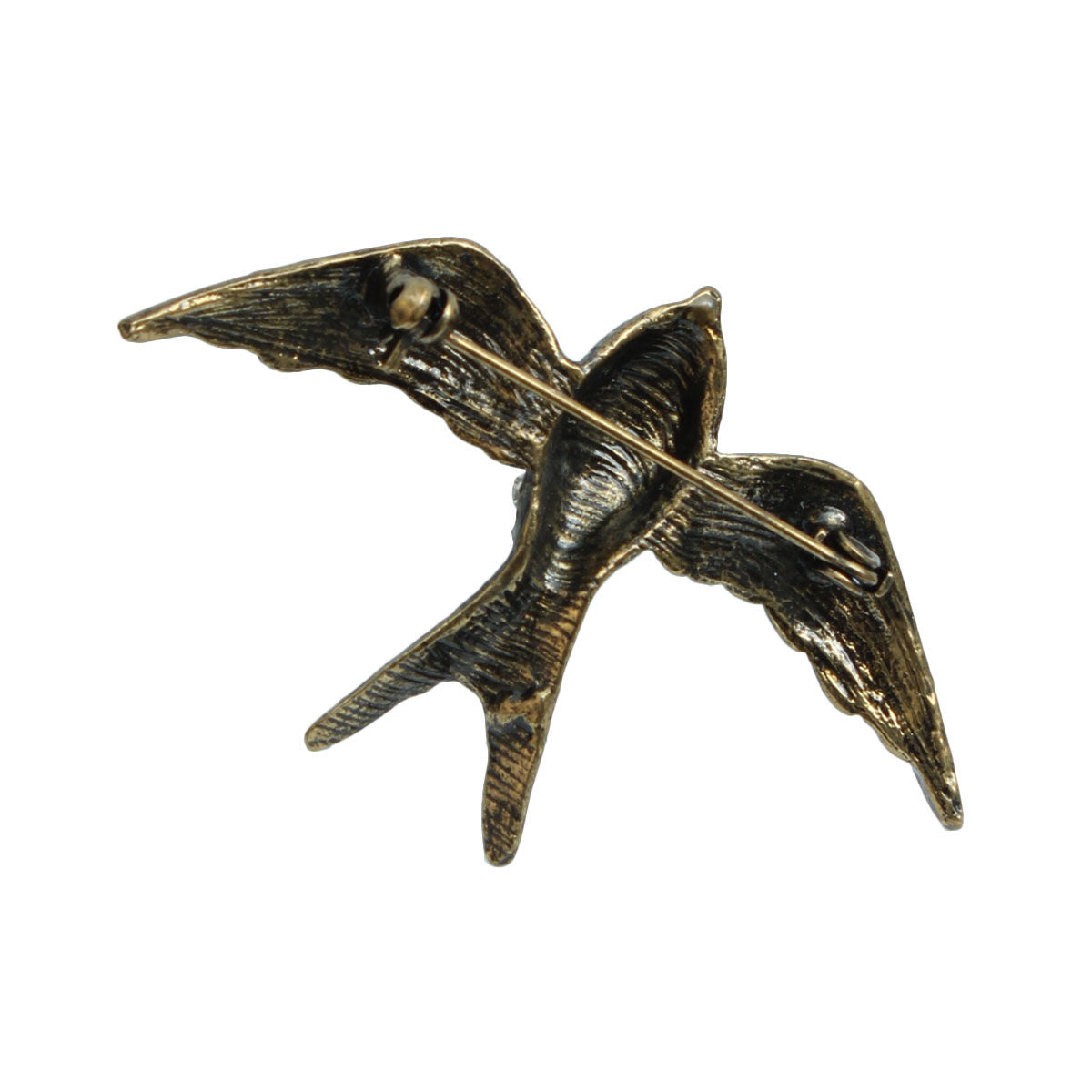 Burnished Gold Flying Bird Brooch