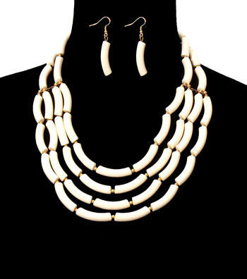 Cream Acrylic Penne Necklace Set