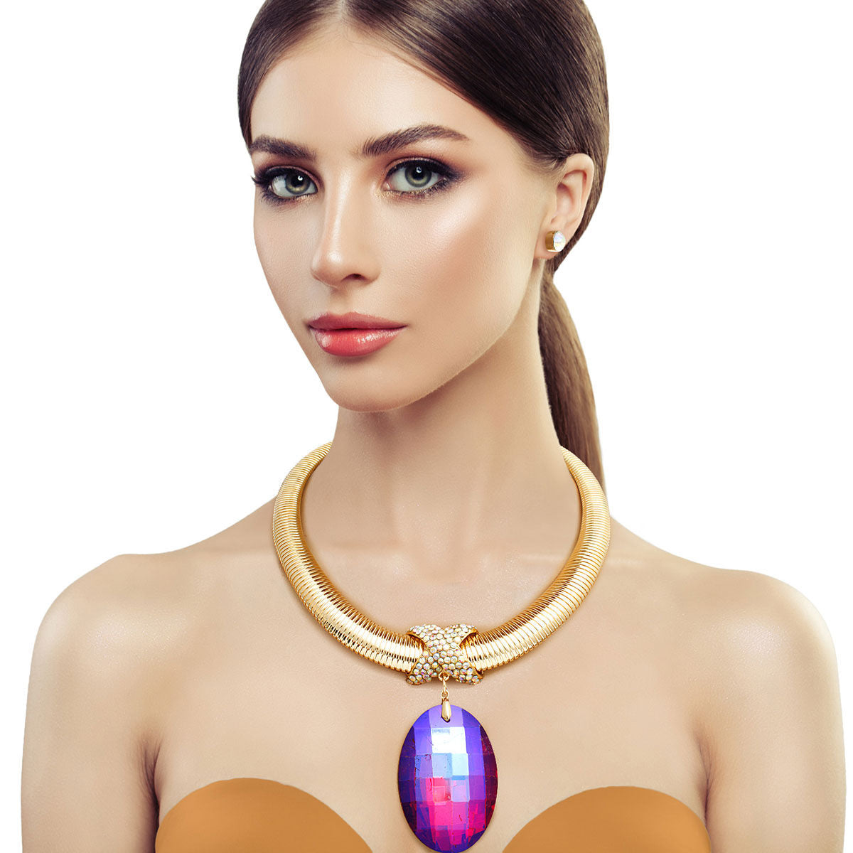 Purple Oval Omega Chain Set