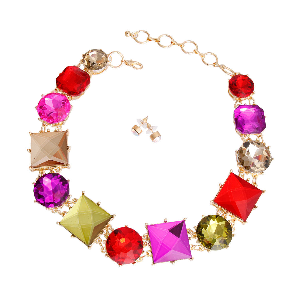 Multi Color Various Crystal Collar Set