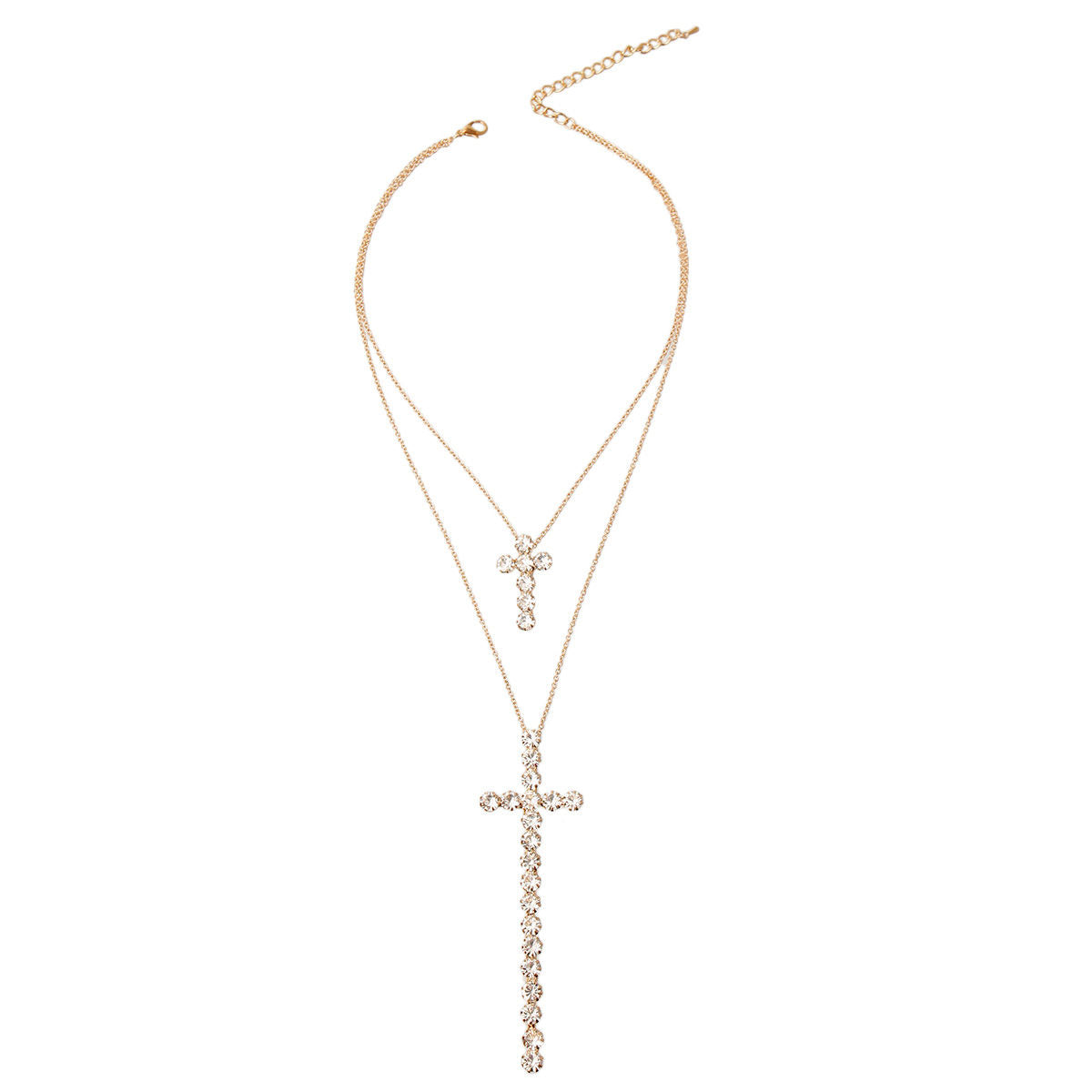 Double Cross Pendant Necklace