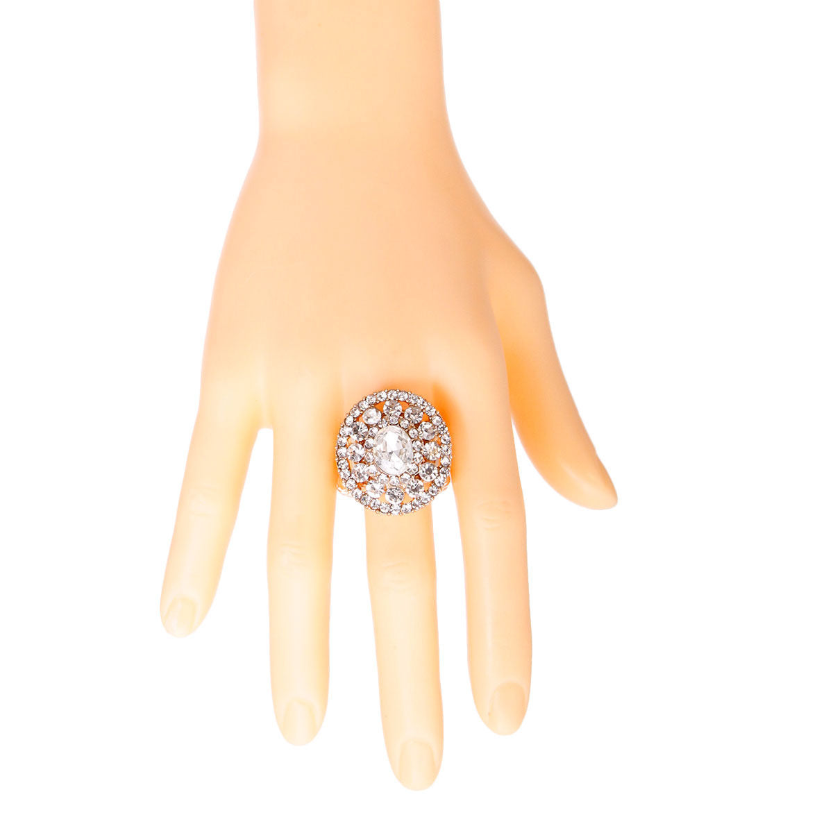 Gold Round Rhinestone Ring