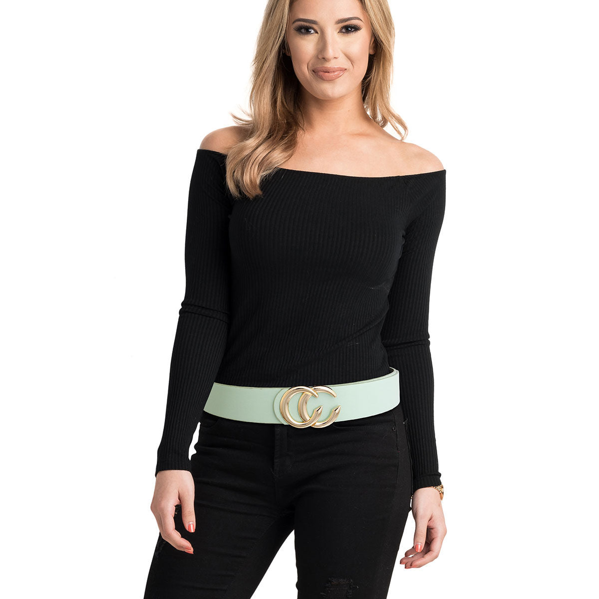 Mint and Gold C Designer Belt