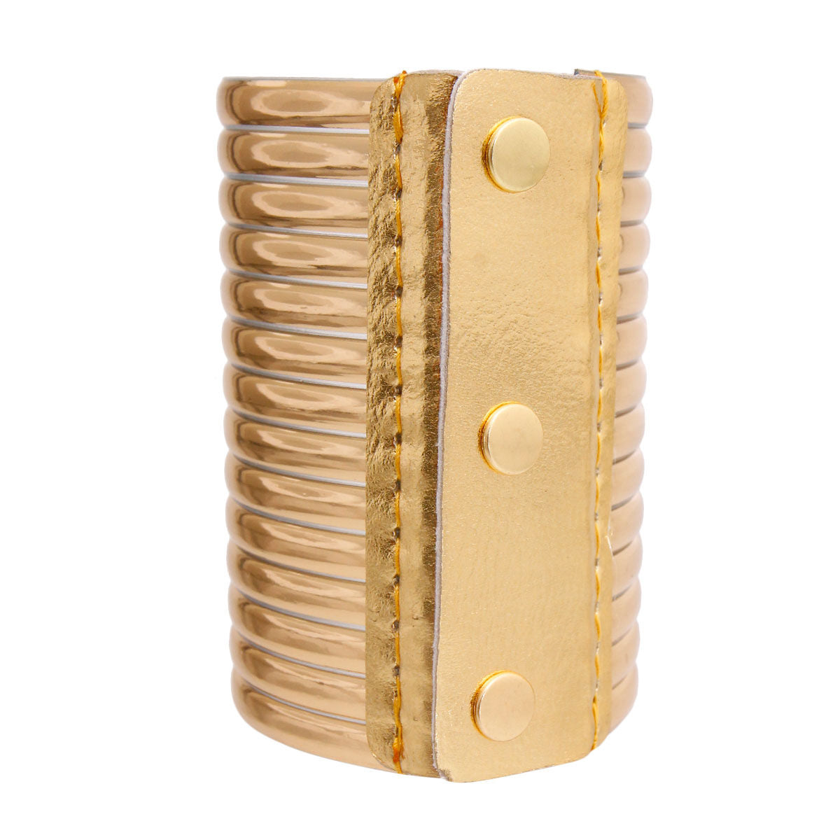 Gold Vegan Leather Snap Cuff