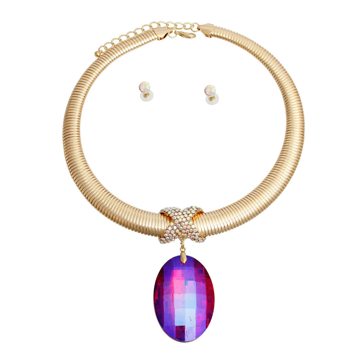 Purple Oval Omega Chain Set