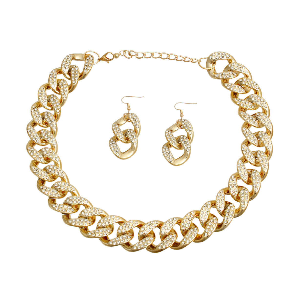 Iced Gold Plastic Curb Chain Necklace