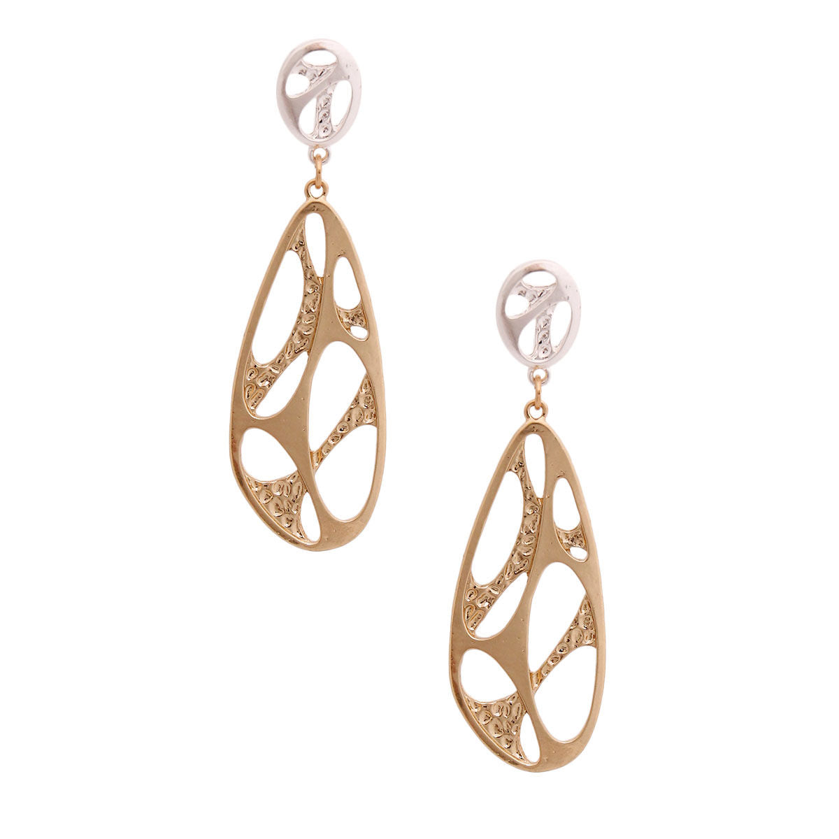 Gold Organic Teardrop Earrings
