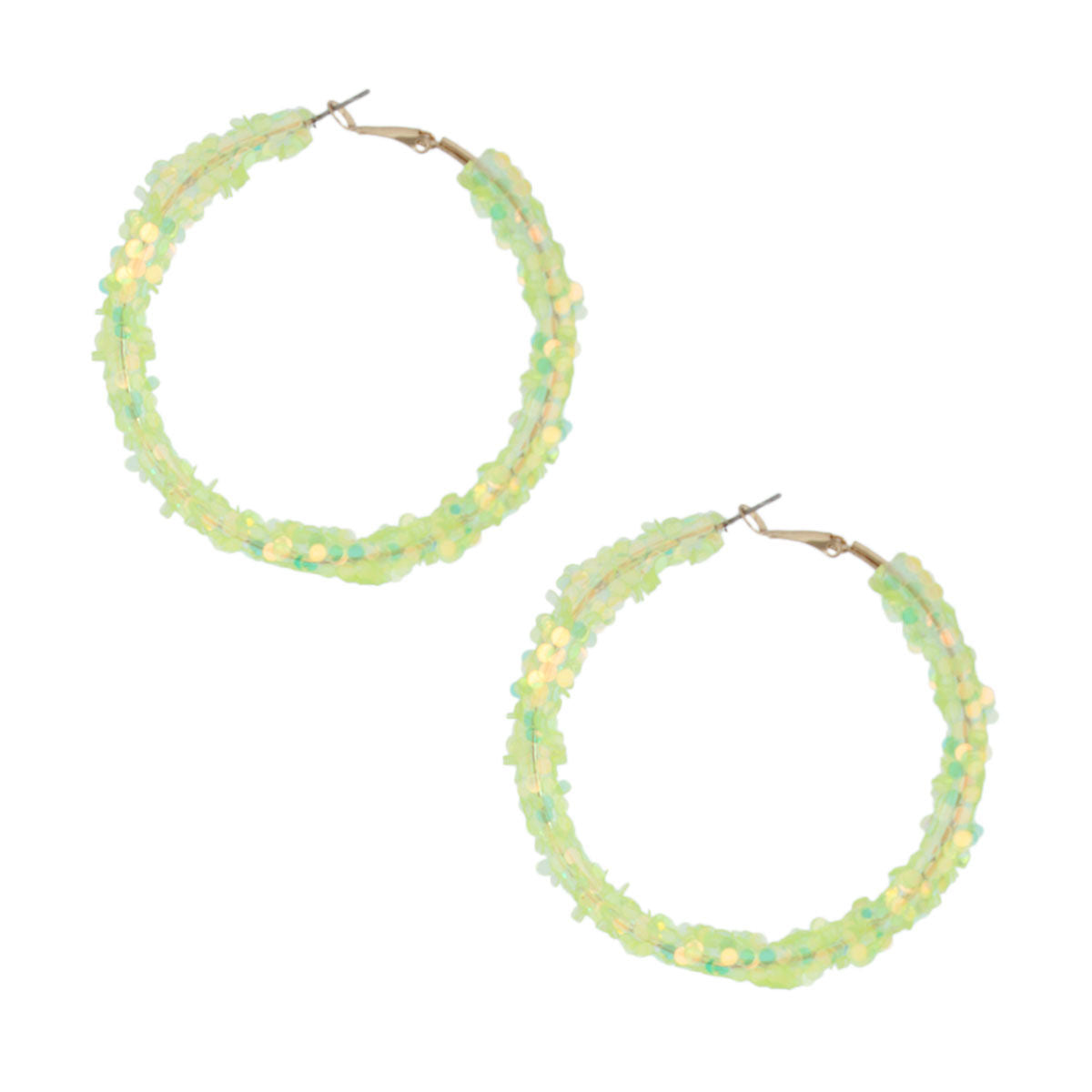 Lime Green Sequin Hoops