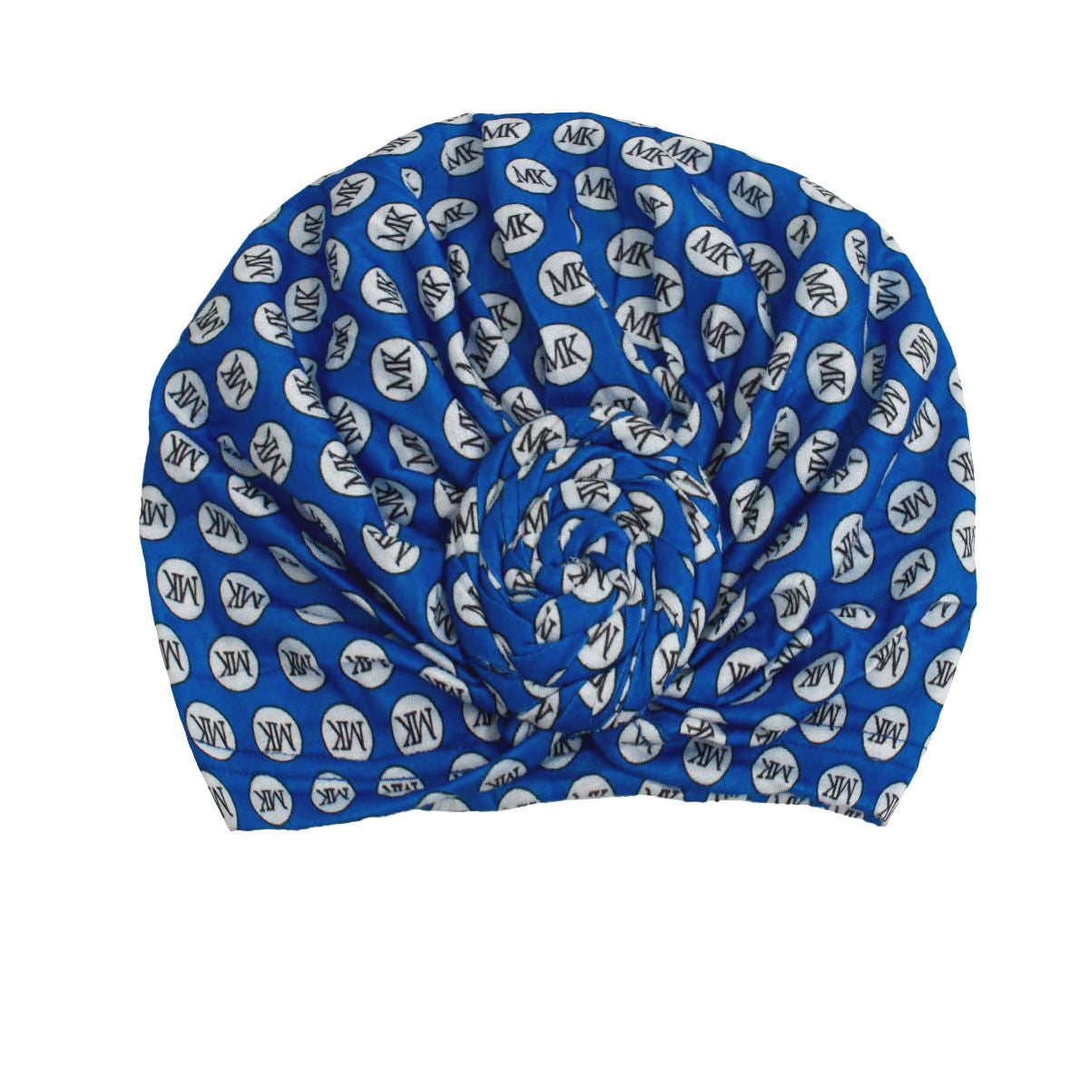 Blue MK Circle Twist Knot Turban