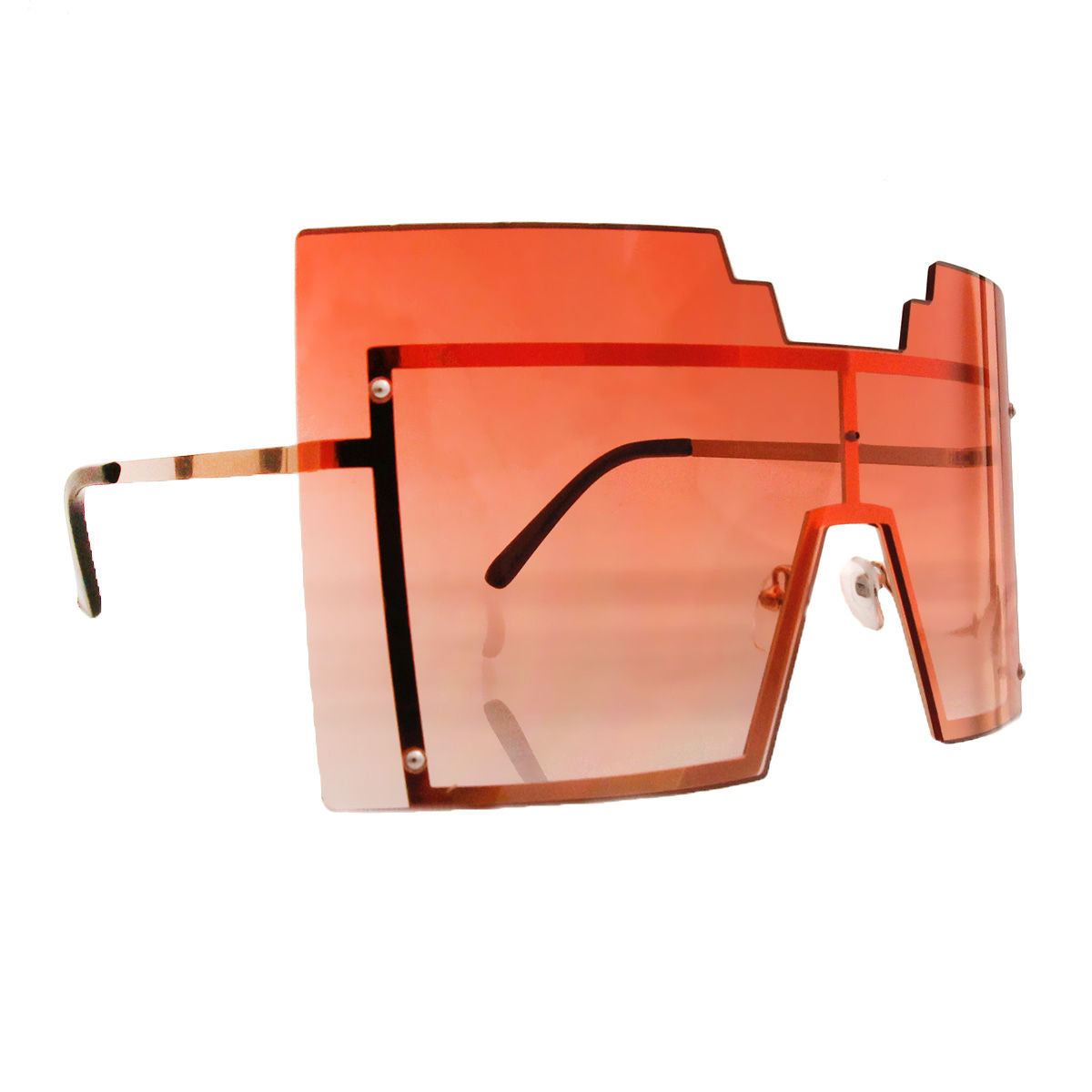 Orange Geometric Shield Sunglasses