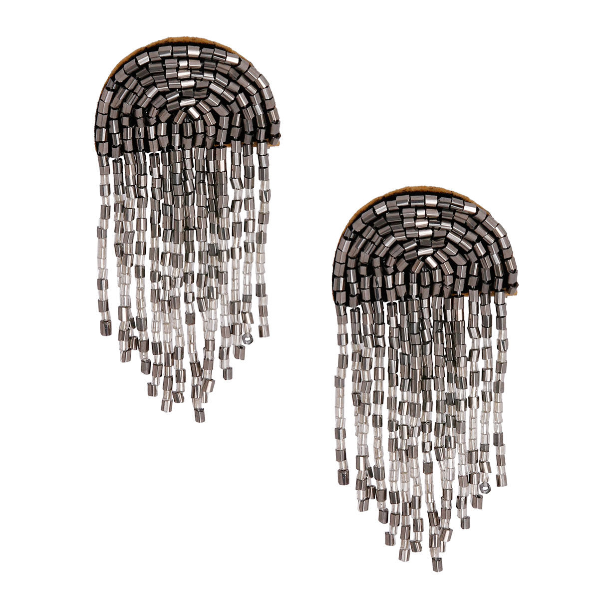 Silver Beaded Arc Earrings