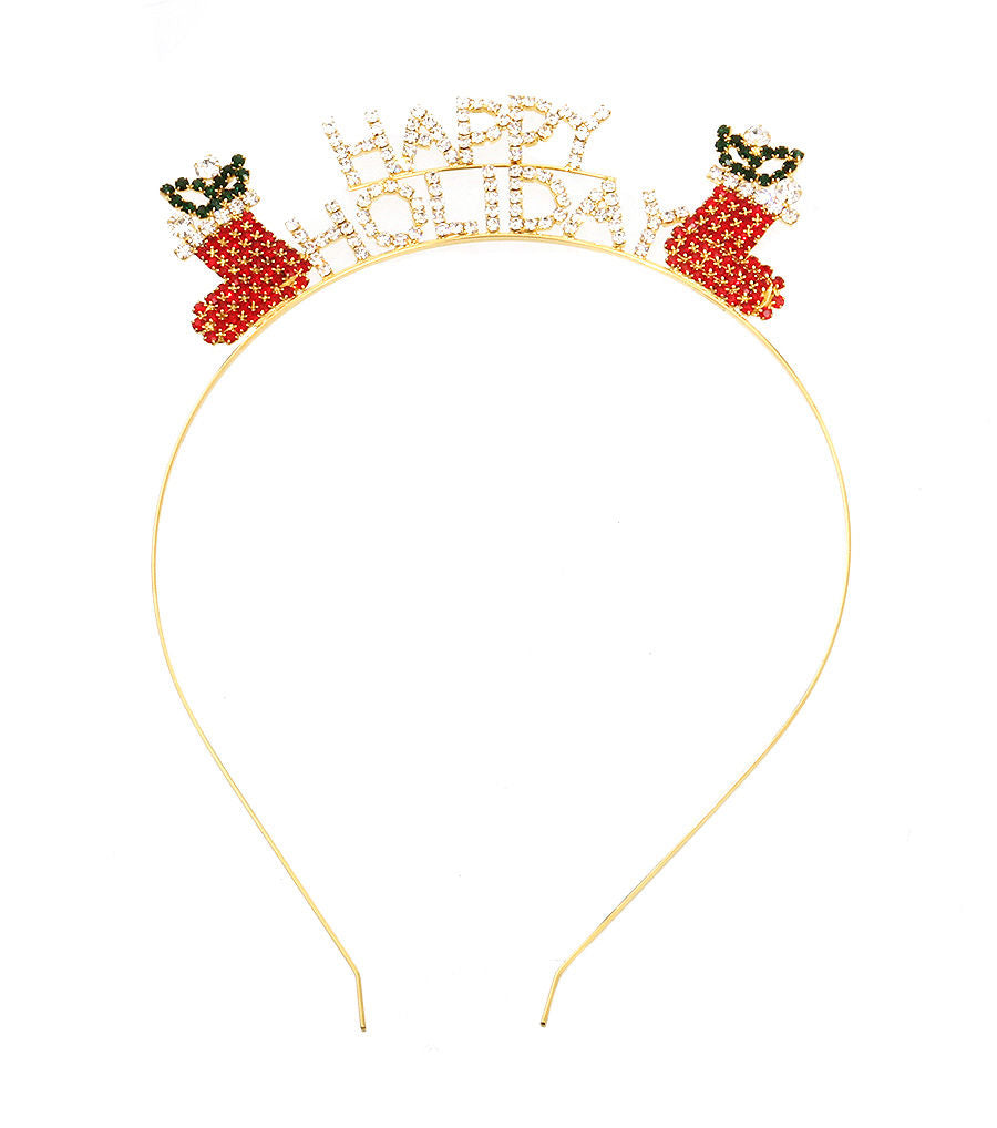 Rhinestone Gold Holiday Hair Band
