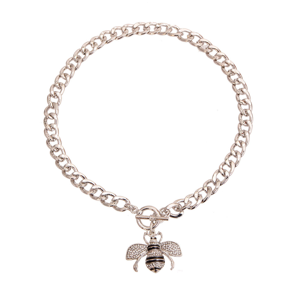 Silver Bee Charm Toggle Necklace