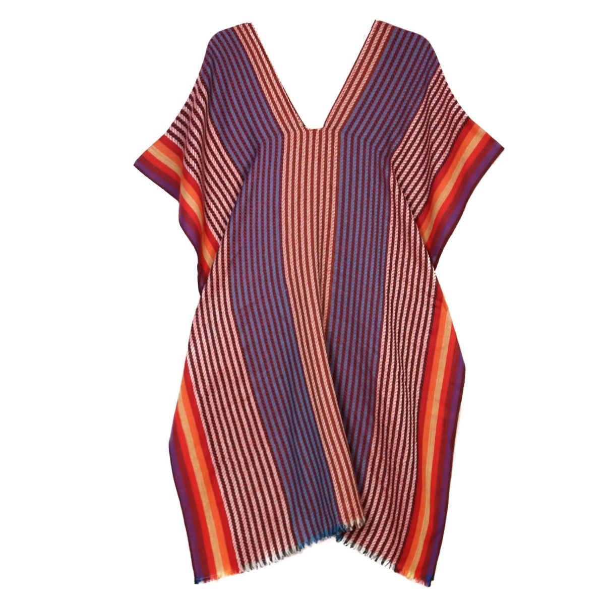 Red Colorful Striped Kaftan