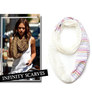 Fuschia Stripe Printed Infinity