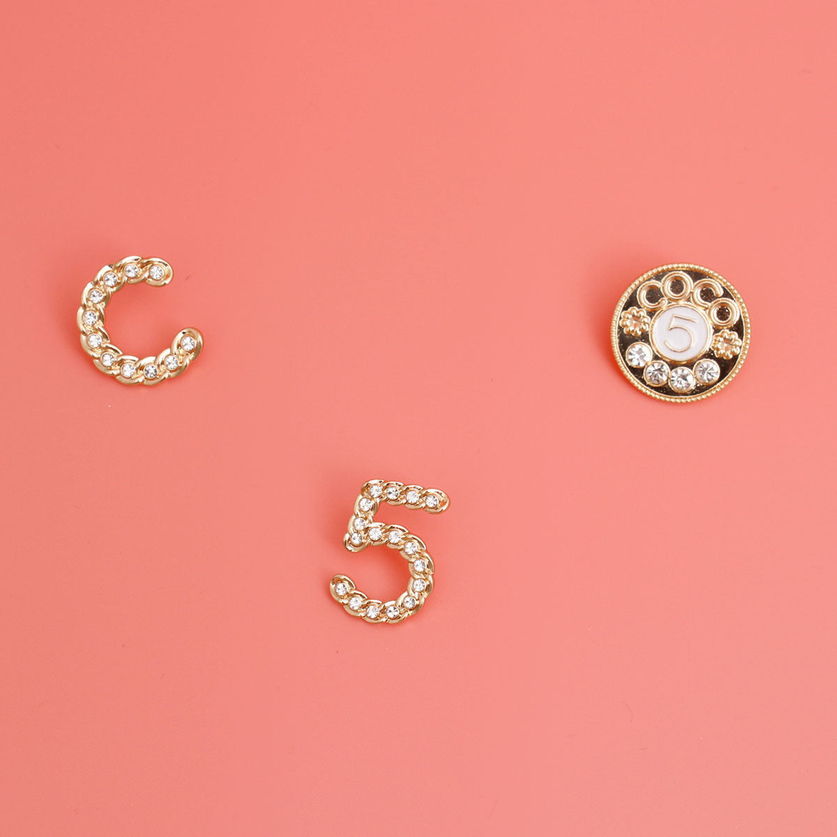 Gold White 3pcs Coco Designer Studs