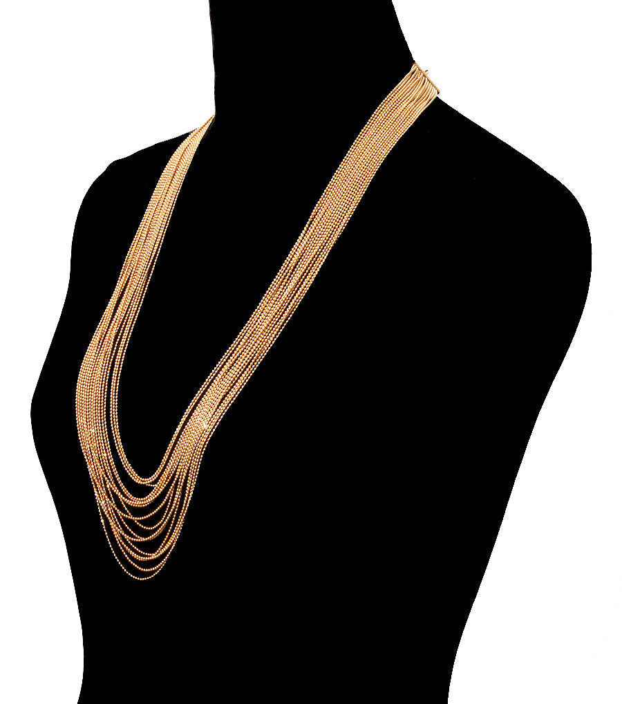 Gold Colored Chain Necklace Set