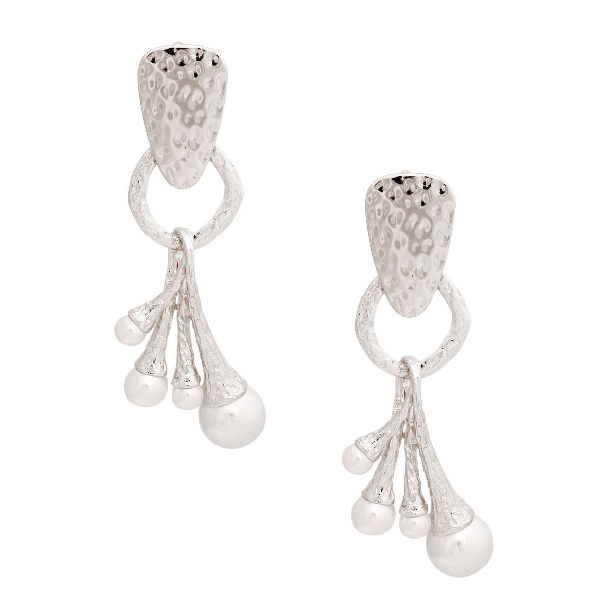 Silver Pearl Heavy Drop Earrings