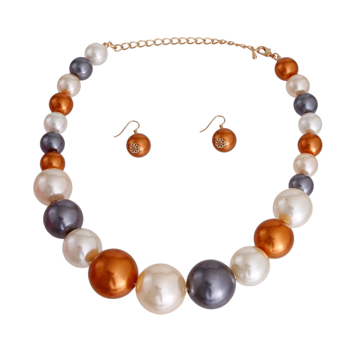 Gold and Cream Graduated Bubble Gum Pearls