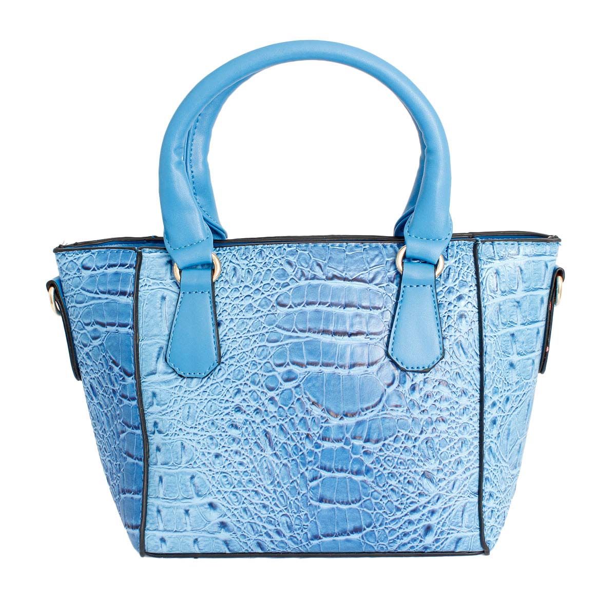 Blue Croc Tote Pouch Set