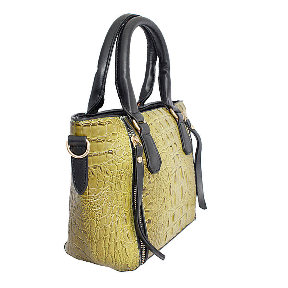 Green Croc Tote Pouch Set