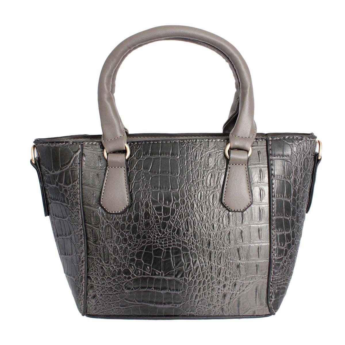 Gray Croc Tote Pouch Set