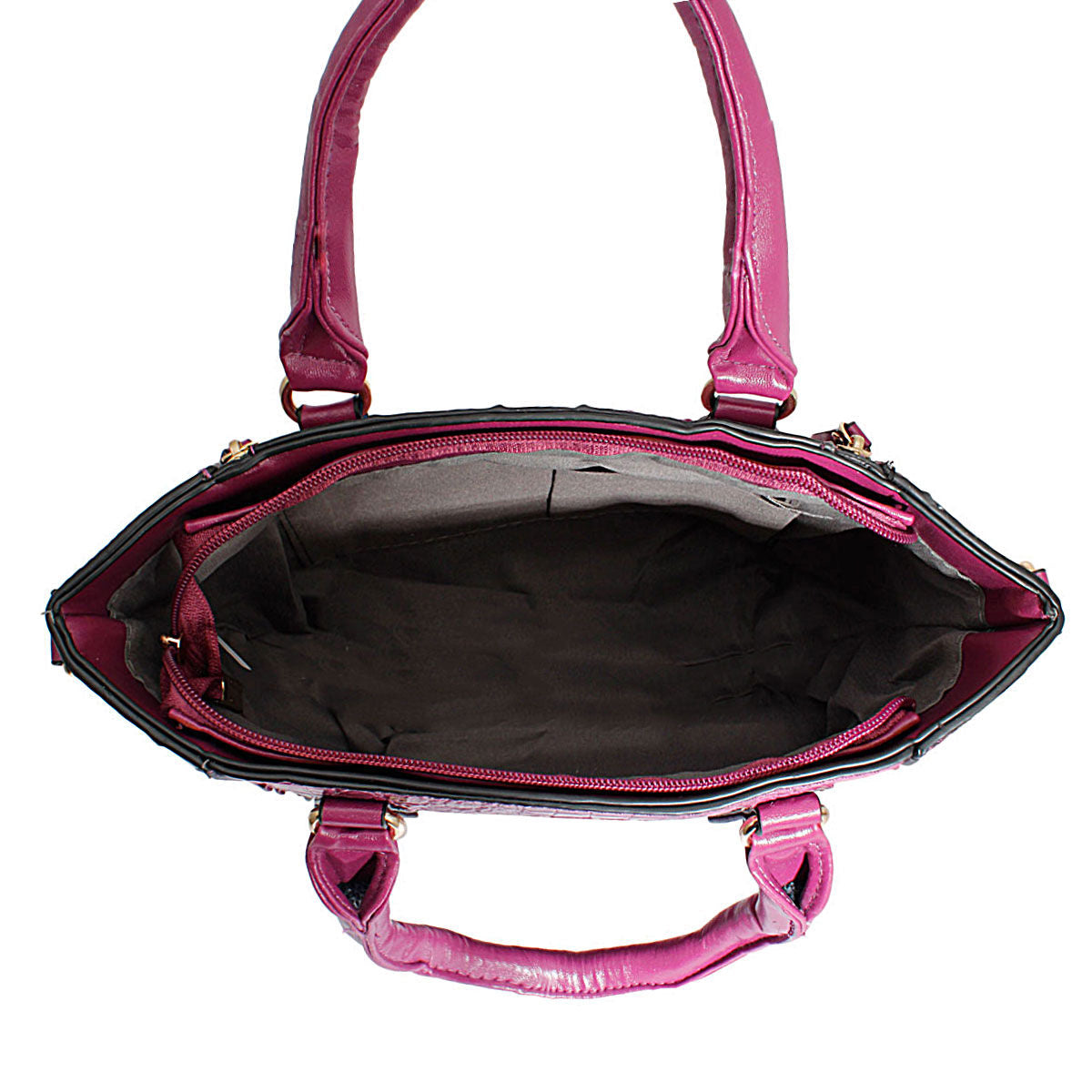 Purple Croc Tote Pouch Set