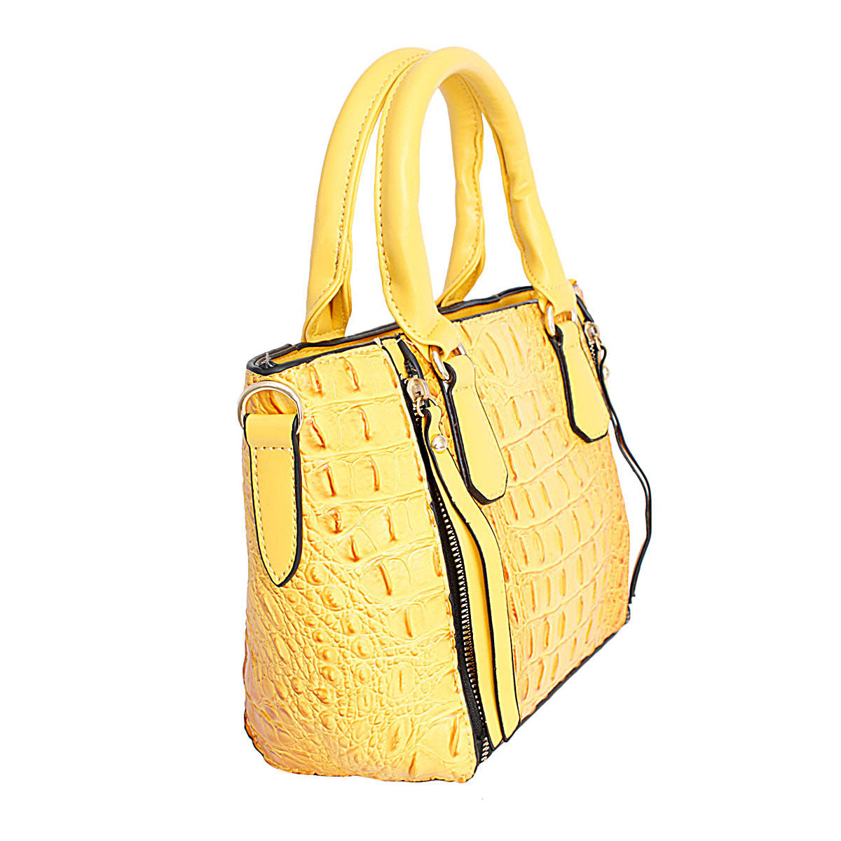 Yellow Croc Tote Pouch Set