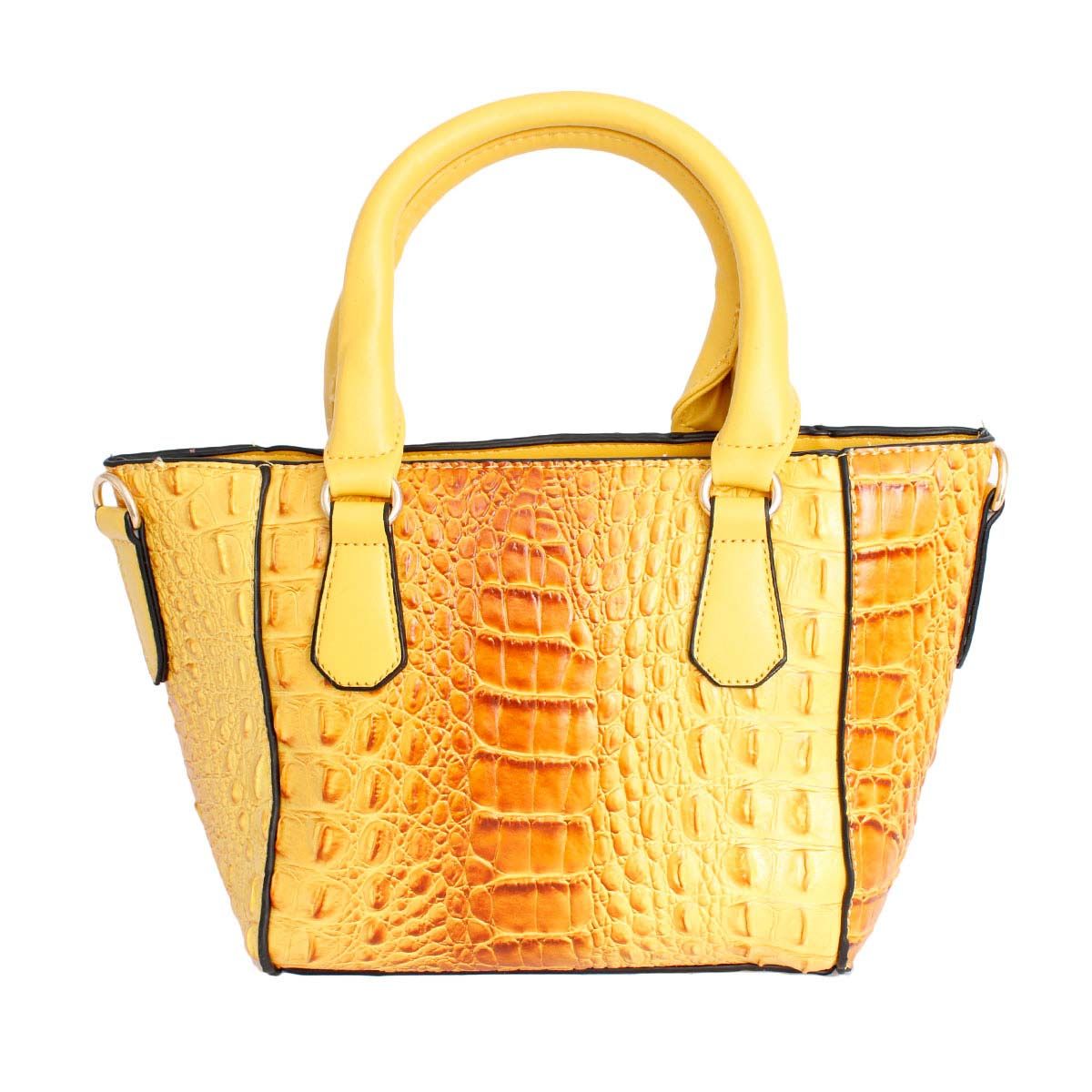 Yellow Croc Tote Pouch Set