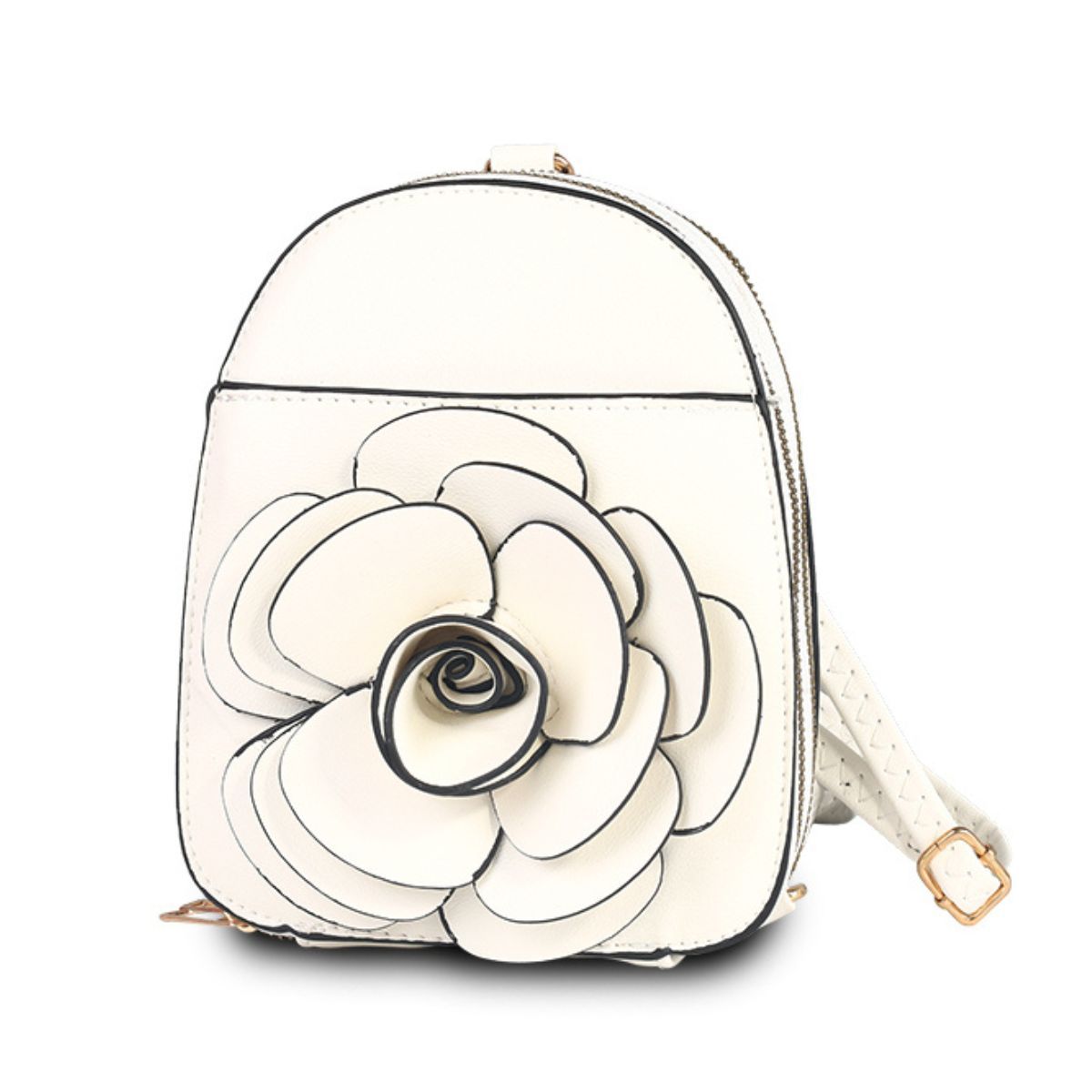 White Flower Mini Backpack