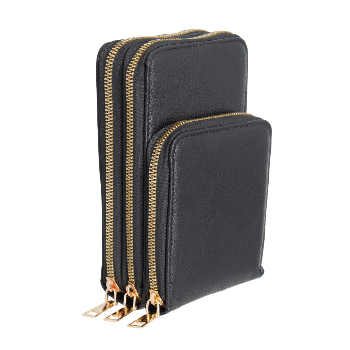 Black Triple Pocket Crossbody