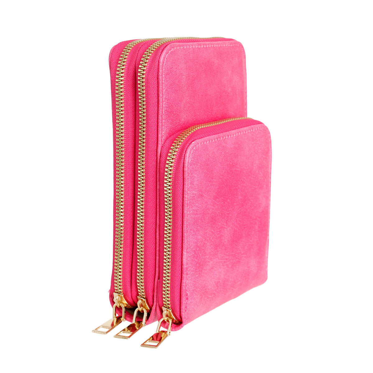 Fuchsia Triple Pocket Crossbody