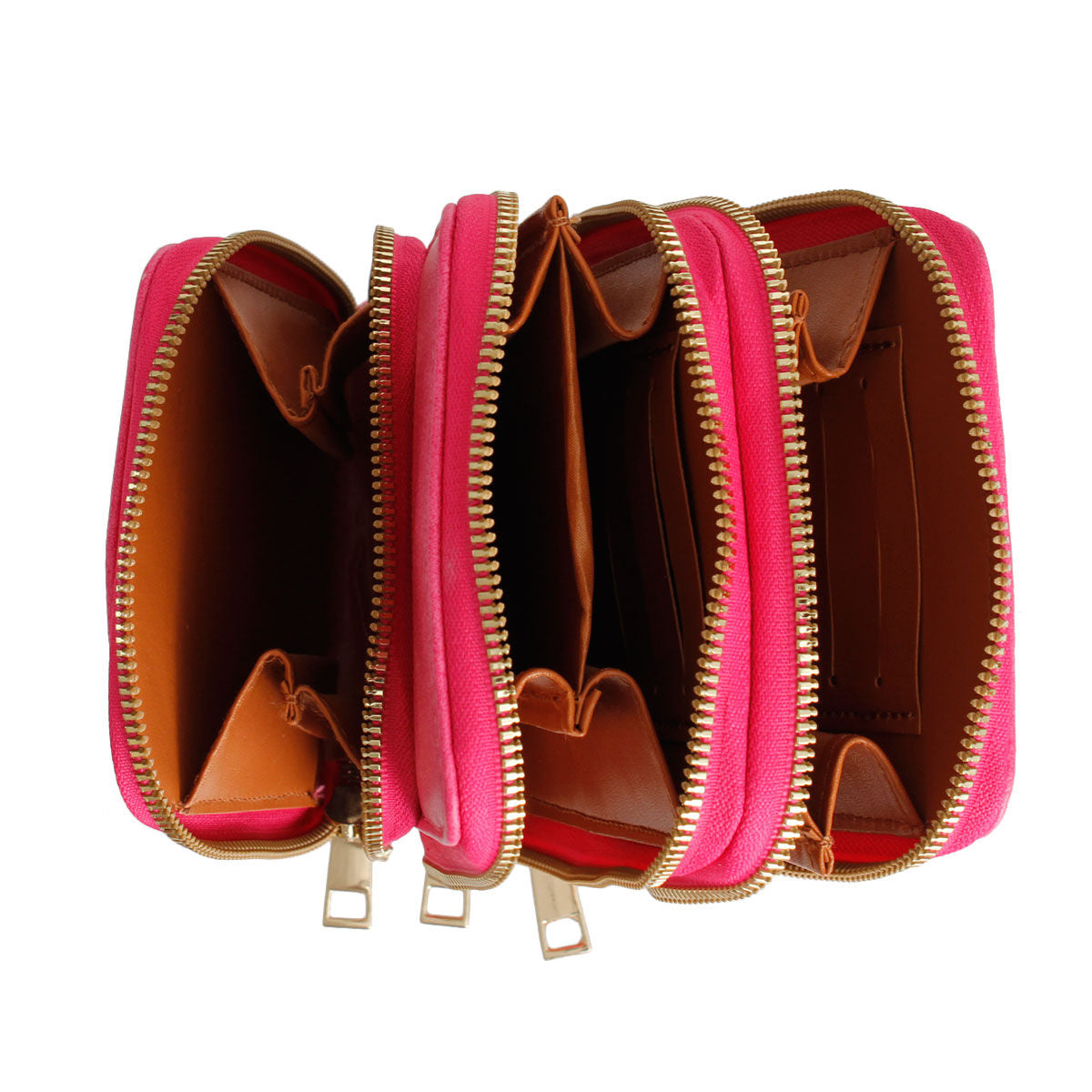 Fuchsia Triple Pocket Crossbody
