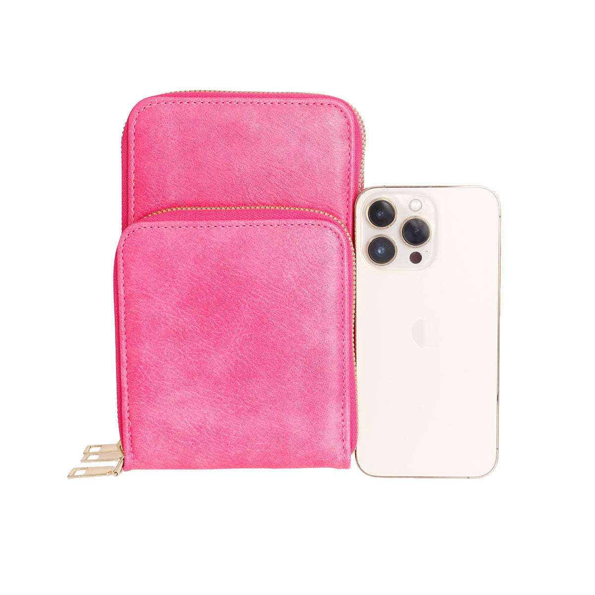 Fuchsia Triple Pocket Crossbody