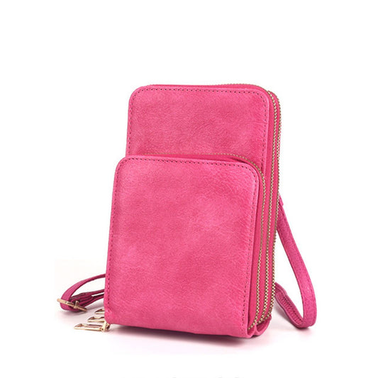 Fuchsia Triple Pocket Crossbody