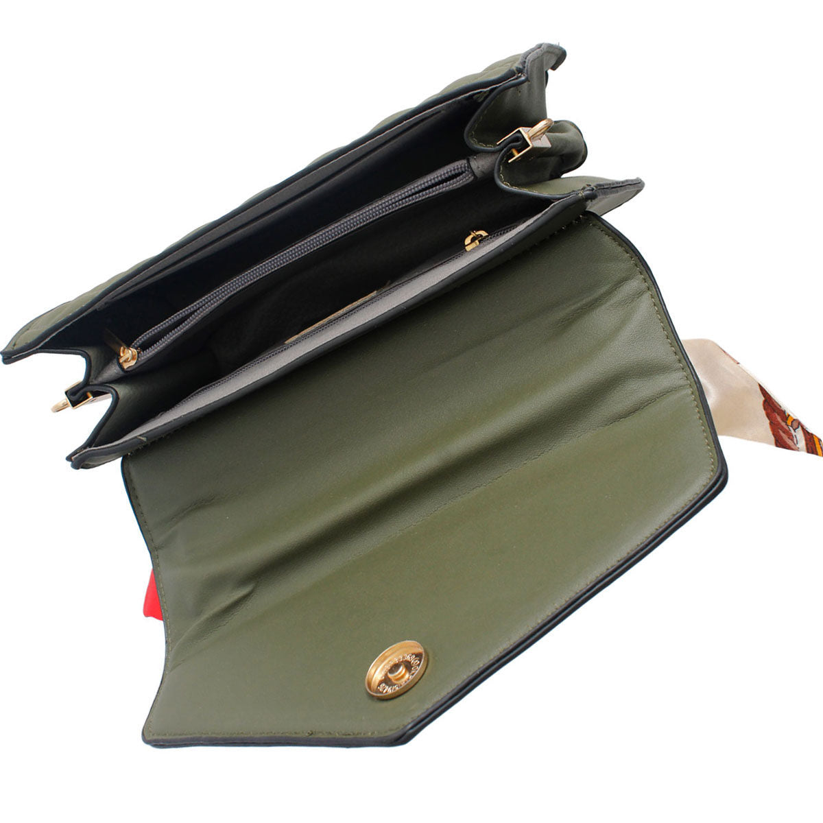 Olive Quilted Scarf Crossbody