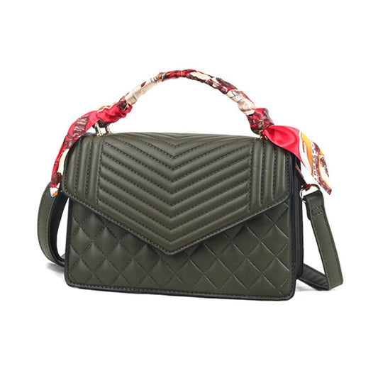 Olive Quilted Scarf Crossbody