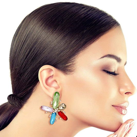 Multi Abstract Flower Studs