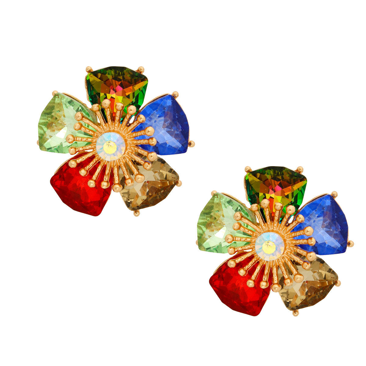 Multi Color Crystal Daisy Studs
