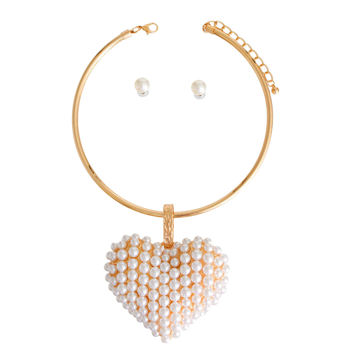 Gold Collar XL Cream Heart Set