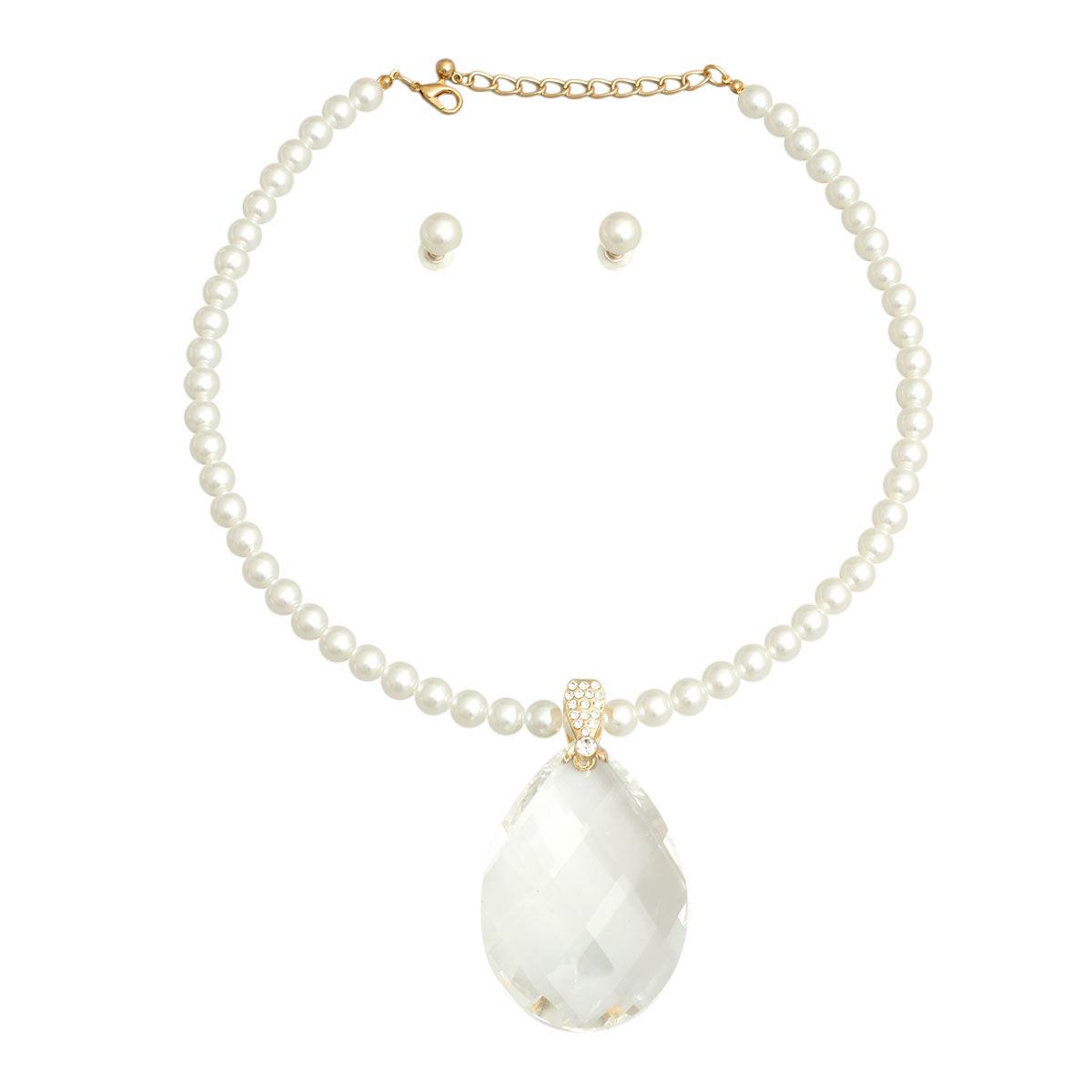 Pearl Clear Teardrop Necklace