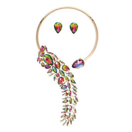 Elegant Pink Green Wrap Choker