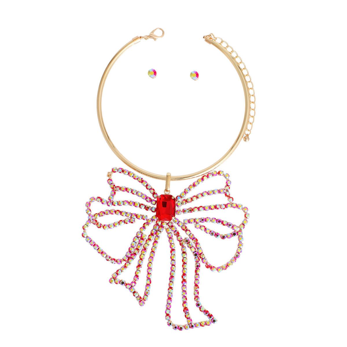 Red Crystal Bow Set