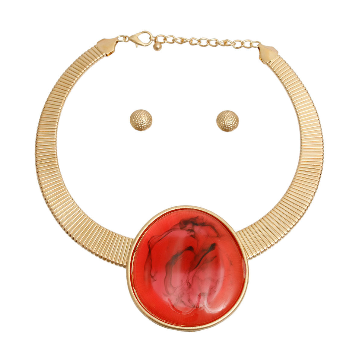 Gold Omega Round Red Resin Set