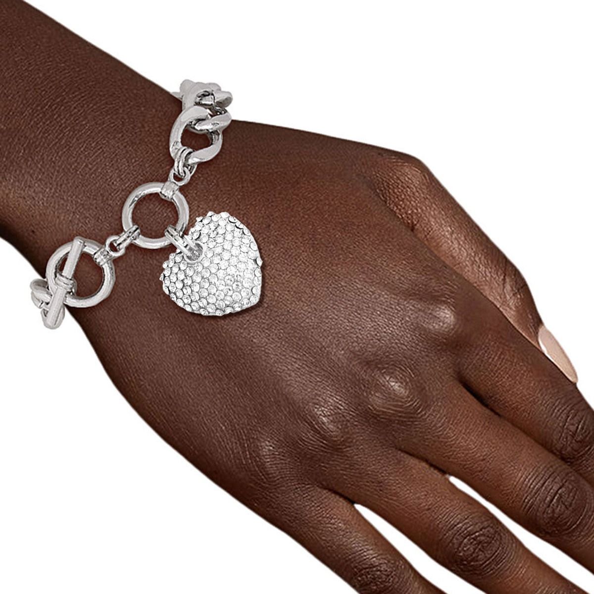 Clear Heart Toggle Bracelet