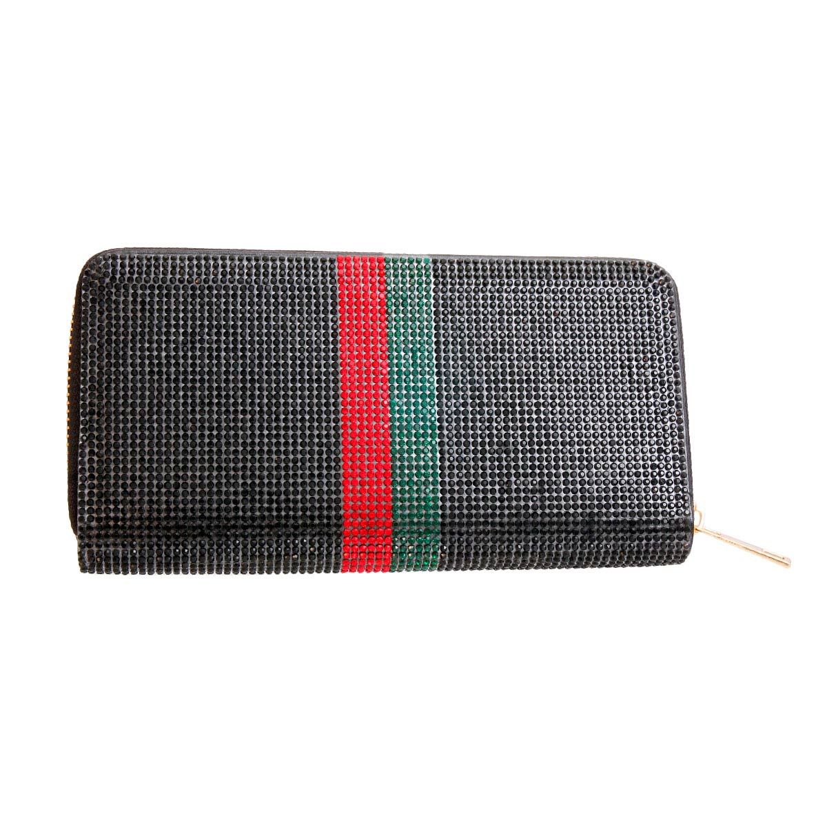 Black Red Green Stripe Zipper Wallet