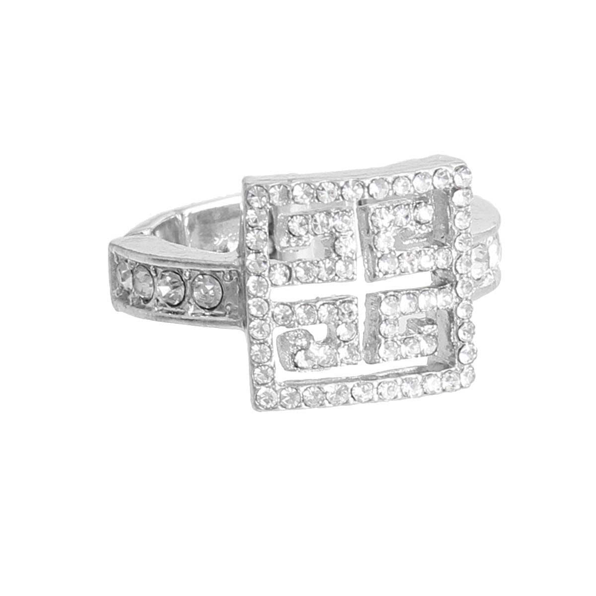 Silver Greek Key Square Ring